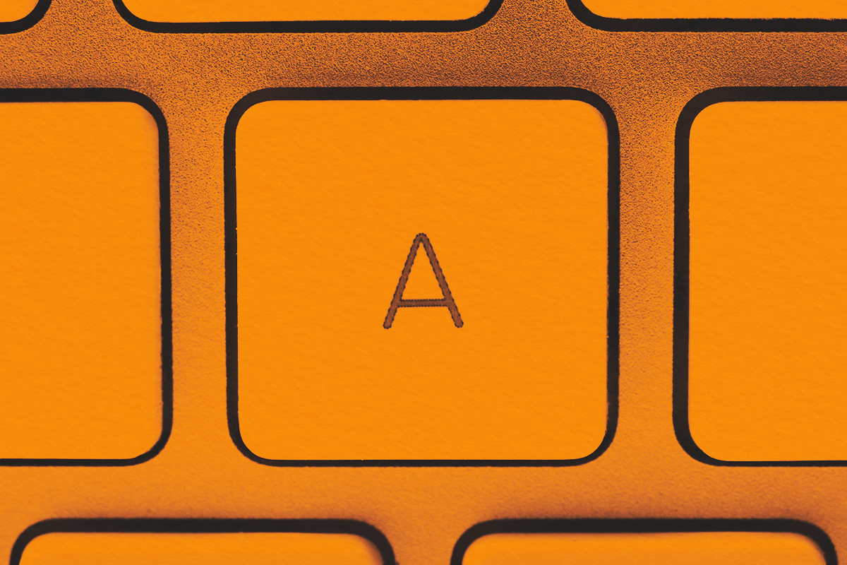 Letter A on an Apple keyboard