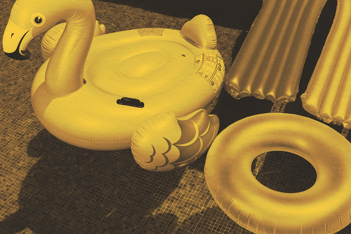 Inflatable pool floats in water