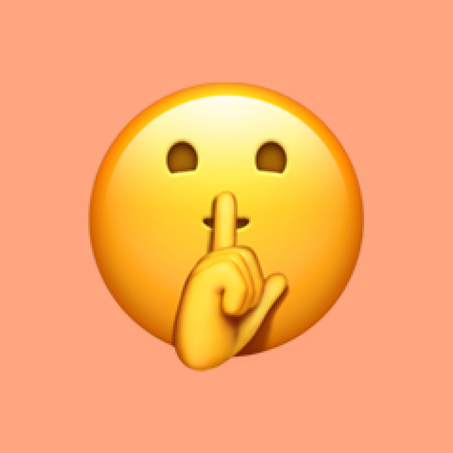 Face with Finger Covering Closed Lips emoji