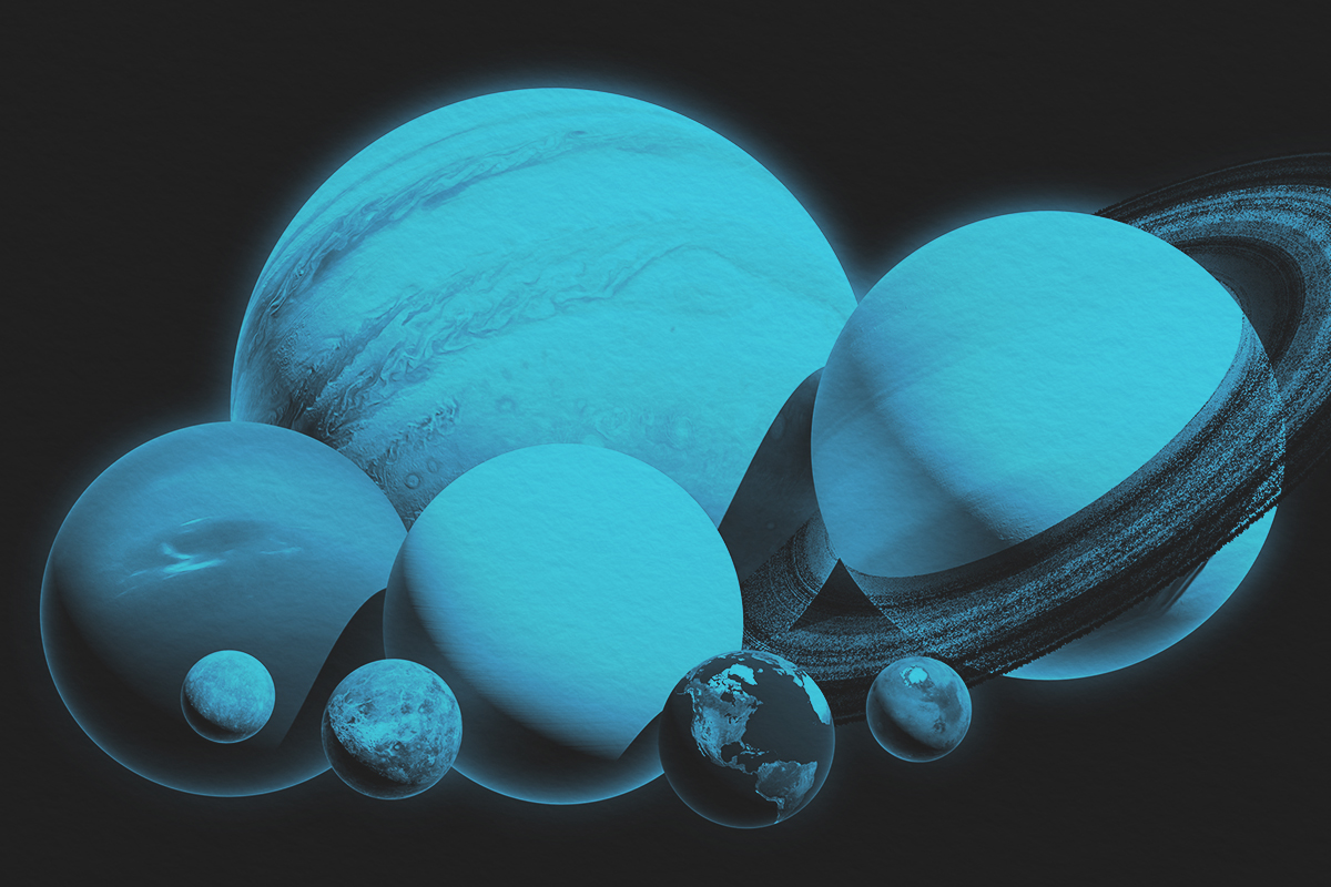 Solar system with eight planets