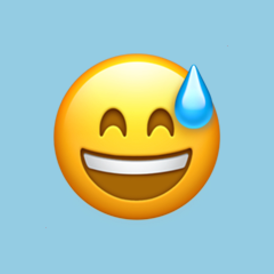 Grinning face with sweat emoji