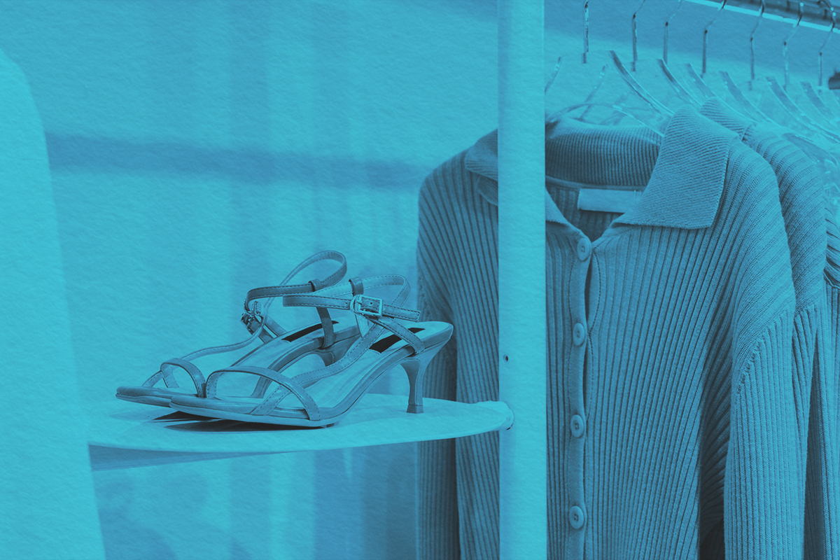 Pink Sandals Beside a Pink Cardigan in a clothing store