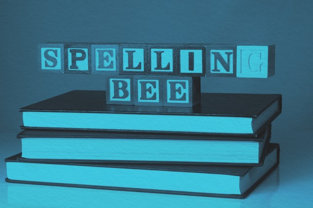 children's blocks spelling out spelling bee