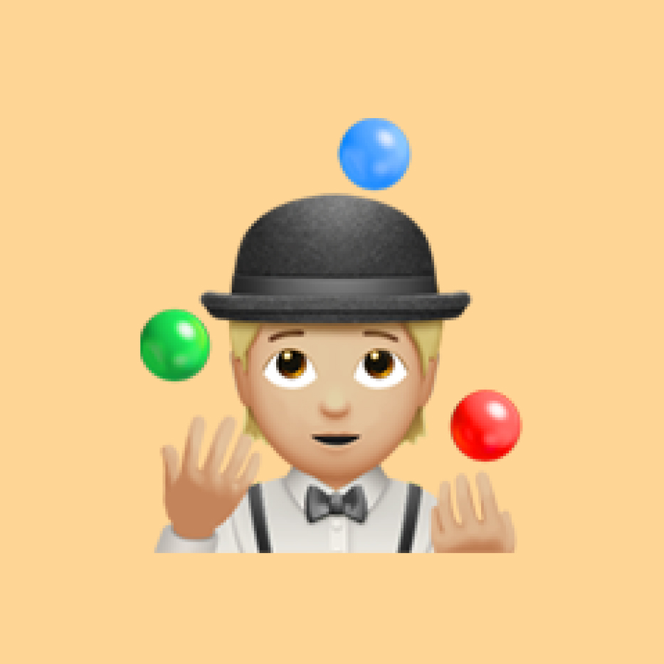 Person juggling emoji