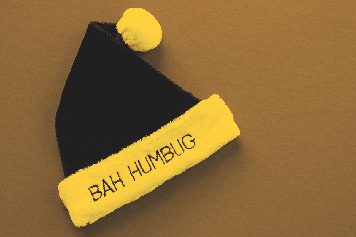 fur hat saying Bah Humbug