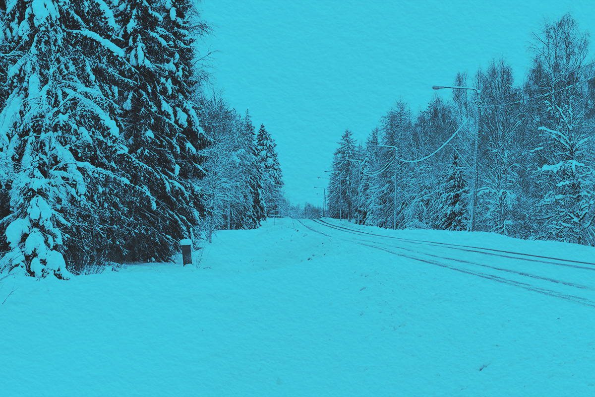 Road covered in ice and snow