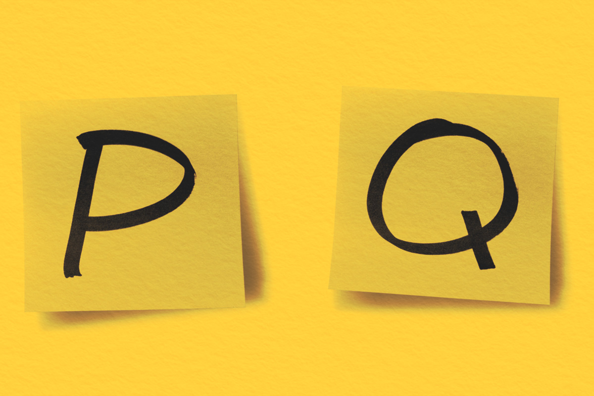 P and Q post it notes