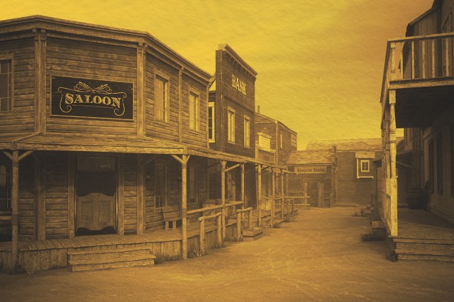 old western town with various wooden buildings