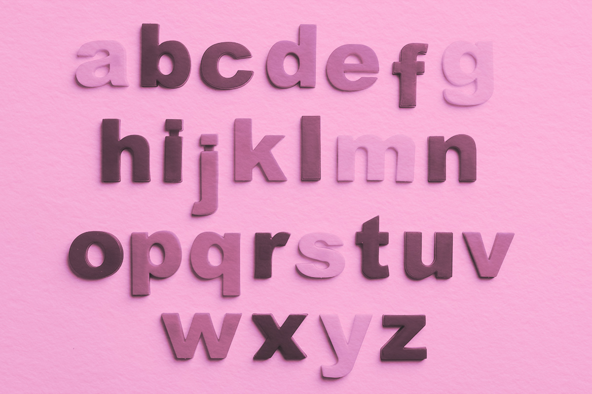 English letters in alphabetical order