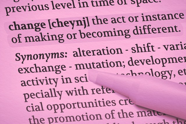 Definition of the word change, with a list of synonyms